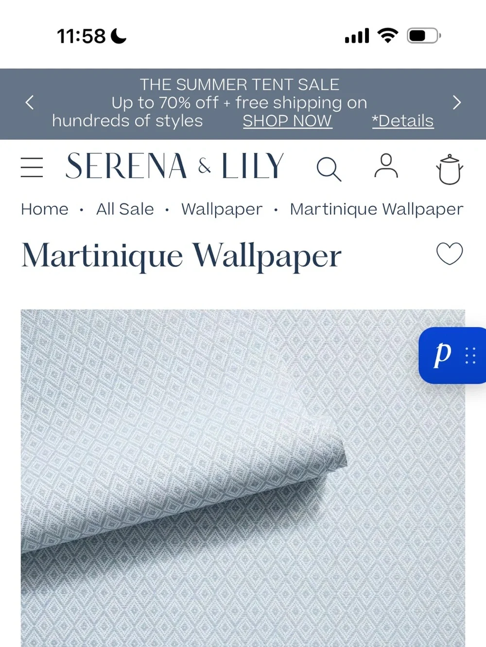 Serena & Lily Martinique Wallpaper in Light Blue and White